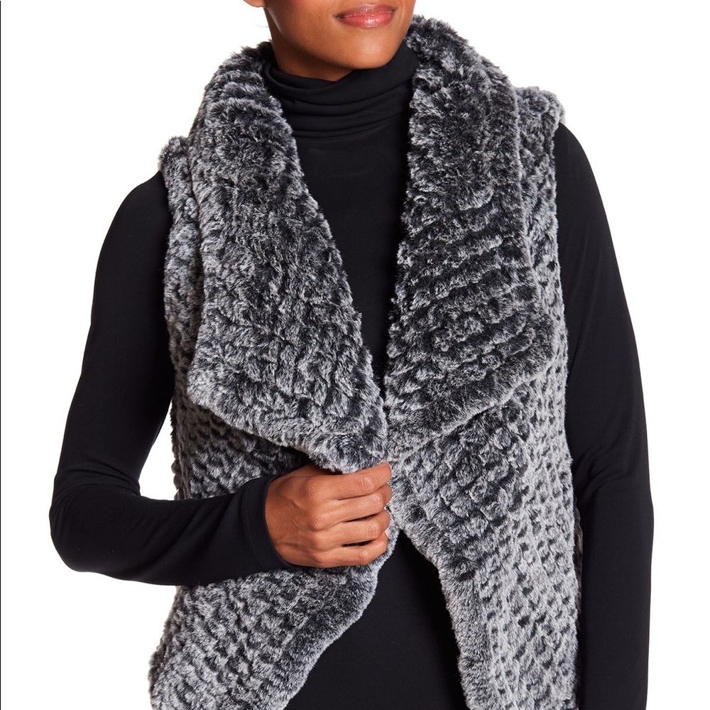 Bagatelle knitted faux-fur vest.